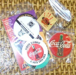 Coca Cola Memorabilia Lapel Pin Pogs Key Ring