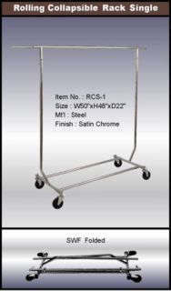 Rolling Collapsible Chrome Rack 48 Tall 50x22 RCS1