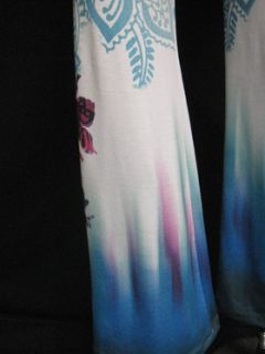 Claire Pettibone Bright Polynesian Aqua Fucshia Print Long Jersey Yoga