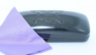 Anna Sui New Black Hard Clam Case w Purple Cleaning Cloth Authentic