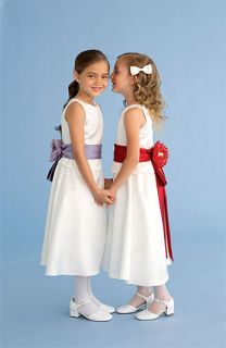 Us Angels White Satin Peplum Dress (Big Girls)