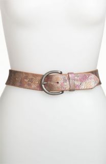Fina Firenze Belts Floral Foiled Denim Leather Belt