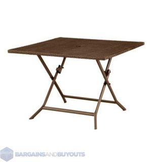 Resin Wicker Square Folding Table in Sandlewood 42Sq x 29H 414409