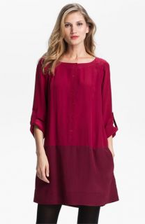 Eileen Fisher Colorblock Silk Tunic Dress