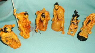 lot of 6 unique oriental items 4 fisherman 1dragon 1holy man statues 5