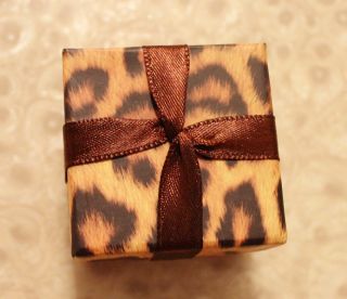 T130 Cute Leopard Silk Jewelry Box Gift Case for Ring Earrings 4 8 4 8