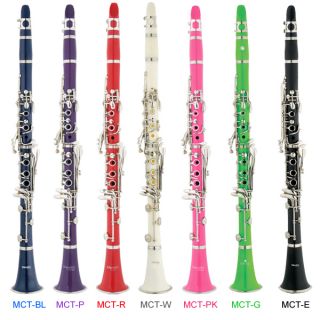 Mendini BB Clarinet Black Blue Green Pink Purple Red White Stand Case
