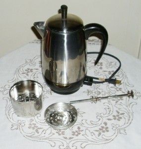  SUPERFAST AUTOMATIC 2 8 CUP COFFEE POT ELECTRIC PERCOLATOR WORKS EUC