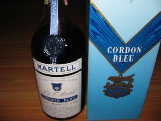 RARE 1950 60s Martell Cognac Cordon Bleu Liquor Bottle