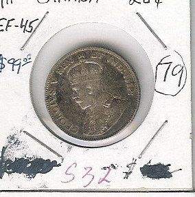  1911 25c Canadian Silver Coin S32