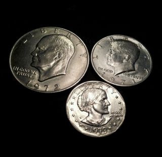  COIN LOT EISENHOWER 1972 1 JFK 1971 D HALF DOLLARS S B A 1979 D 1 COIN