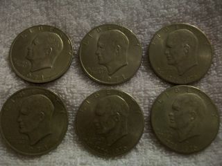  1776 1976 Eisenhower Dollar Coins, Circulated (exact coins in picture