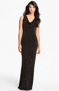 Adrianna Papell Drape Back Glitter Jersey Gown