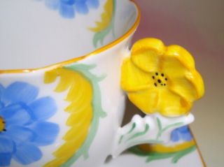 Handpainted Flower Handle Art Deco Collingwoods Tea Cup and Saucer Set