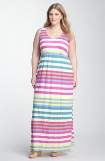 Splendid Tropical Stripe Maxi Dress (Plus)