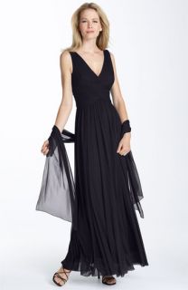 Alex Evenings Ruched Mesh Gown with Shawl
