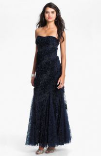 Alberto Makali Strapless Embellished Tulle & Lace Trumpet Gown