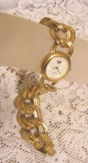 Vintage Park Lane Quartz Bracelet Watch Gold Tone with CZ