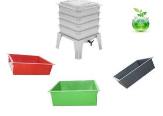 Compost Bin 4 Extra Trays Red Worms or Night Crawlers Blk Grn