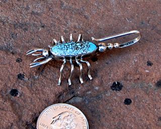 Navajo Yazzie Sterling Silver Turquoise Scorpion Pin Pendant