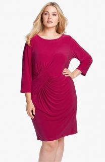 Adrianna Papell Asymmetrically Ruched Jersey Dress (Plus)
