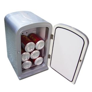 Silver Portable 6L Mini Fridge Dorm Home Car Refrigerator Compact