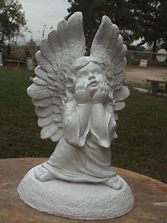 Gazing Into Heaven Girl Angel White Concrete Statue