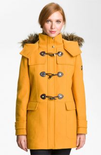 Calvin Klein Faux Fur Trim Duffle Coat