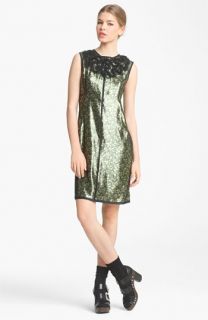 MARC JACOBS Embroidered Lamé Shift Dress