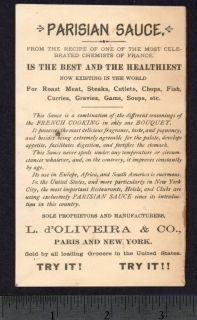 1800s Ad Card Statue Liberty Columbia SHIP Eagle Sauce