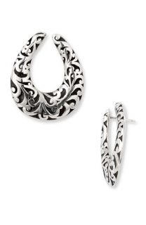 Lois Hill Front Facing Cutout Sterling Silver Hoop Earrings