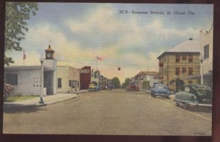 Postcard St Cloud FL Business Storefronts 1930S