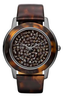 DKNY Glitz Patterned Leather Strap Watch