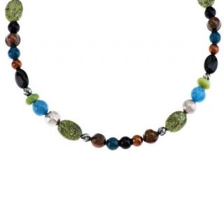 Carolyn Pollack Sterling Multi Gemstone 17 Adjustable Bead Necklace 