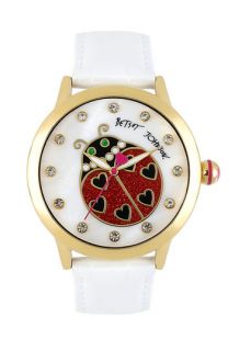 Betsey Johnson Ladybug Dial Leather Strap Watch