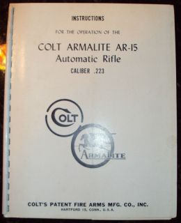 ORIGINAL COLT ARMALITE AR 15 AUTOMATIC RIFLE MANUAL w DIAGRAM