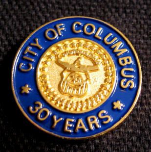 Mint City of Columbus Ohio 30 Years Service Pin Tack