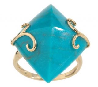 Turquoise Dimensional Diamond Shaped Ring, 14K —