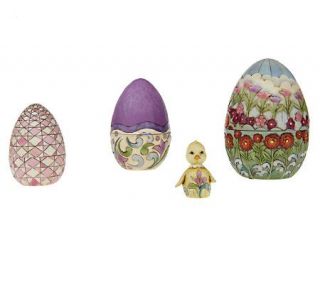 Jim Shore Heartwood Creek Set of 4 Nesting Eggs Figurines —