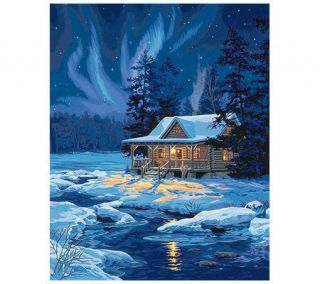 Paint by Number Kit   Moonlit Cabin —