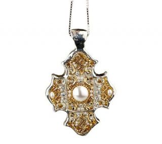 Orit Schatzman Sterling Ornate Cross Pendant with 24 Chain —