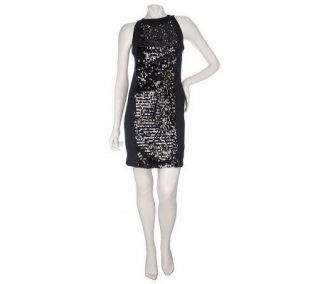 DASH by Kardashian Sequin Dress with Knit Side Panel —