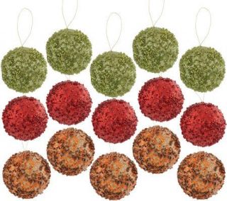 Set of 15 Glitter Ball Ornaments by Valerie