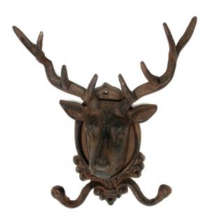  Hunting Cabin Cast Iron Elk Deer Head Wall Hat or Coat Hook FREE SHIP