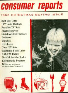1956 Consumer Reports Christmas Buying Issue Portable TV Sets Electric