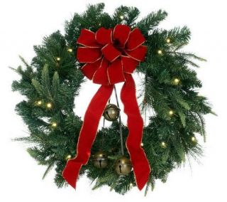 BethlehemLights BatteryOperated 24 Sleigh Bell Wreath with LEDs 