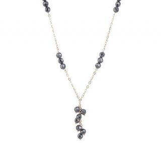18 Faceted Hematite Drop Necklace 14K Gold