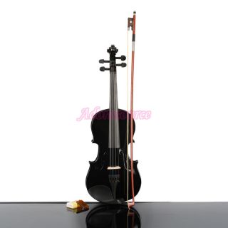 New Professional 3/4 Black Composite Wood Acoustic Violin + Case+ Bow