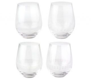 Vera Wang Set of 4 Pouring Point Stemless Wine Glasses —