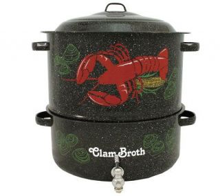 19 qt Lobster Pot with Steamer Insert, Faucet,and Lid —